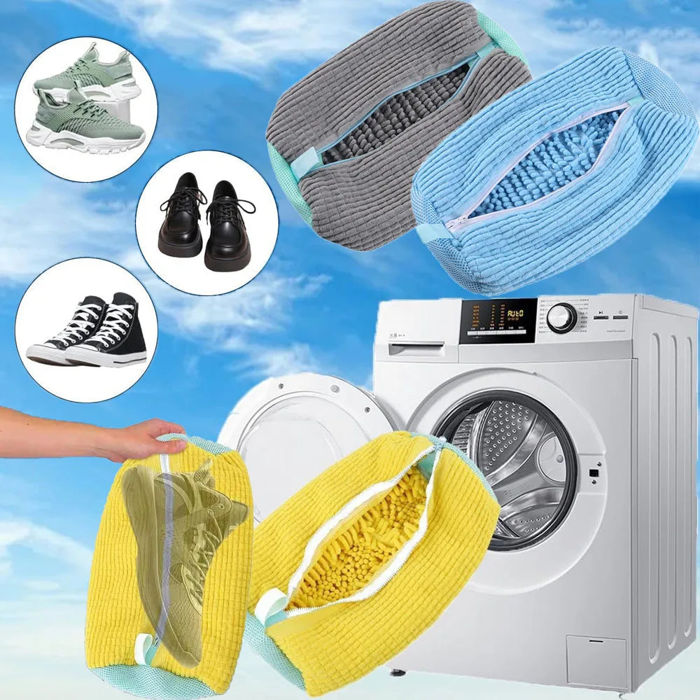 Premium Mesh Shoe Washing Bag with Zipper - Plush Interior for Sneaker and Casual Shoe Protection in Washer and Dryer - Travel Storage Organizer