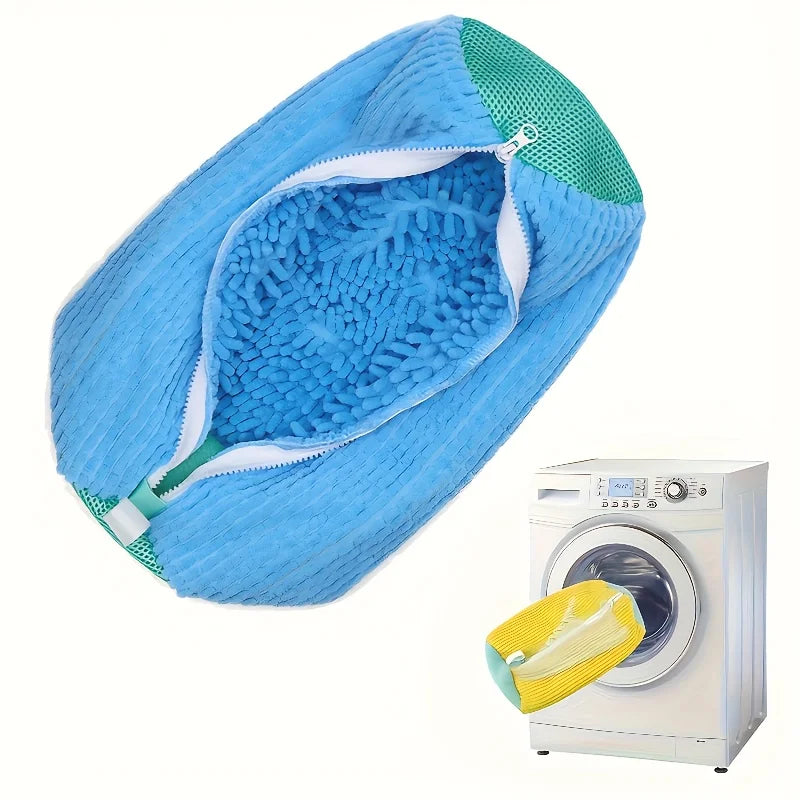 Premium Mesh Shoe Washing Bag with Zipper - Plush Interior for Sneaker and Casual Shoe Protection in Washer and Dryer - Travel Storage Organizer