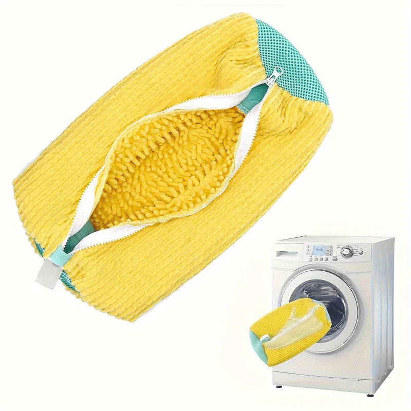 Premium Mesh Shoe Washing Bag with Zipper - Plush Interior for Sneaker and Casual Shoe Protection in Washer and Dryer - Travel Storage Organizer