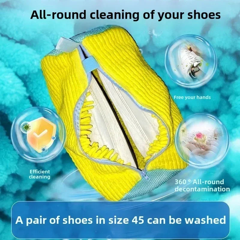 Premium Mesh Shoe Washing Bag with Zipper - Plush Interior for Sneaker and Casual Shoe Protection in Washer and Dryer - Travel Storage Organizer