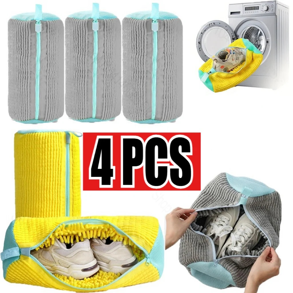 Premium Mesh Shoe Washing Bag with Zipper - Plush Interior for Sneaker and Casual Shoe Protection in Washer and Dryer - Travel Storage Organizer