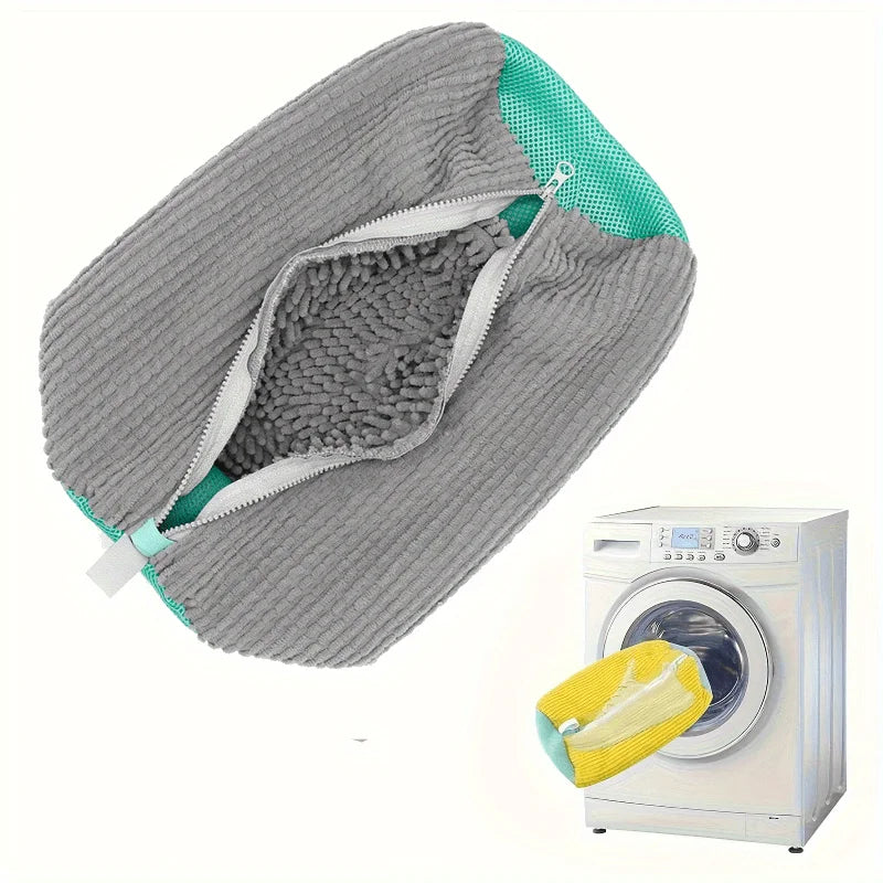 Premium Mesh Shoe Washing Bag with Zipper - Plush Interior for Sneaker and Casual Shoe Protection in Washer and Dryer - Travel Storage Organizer